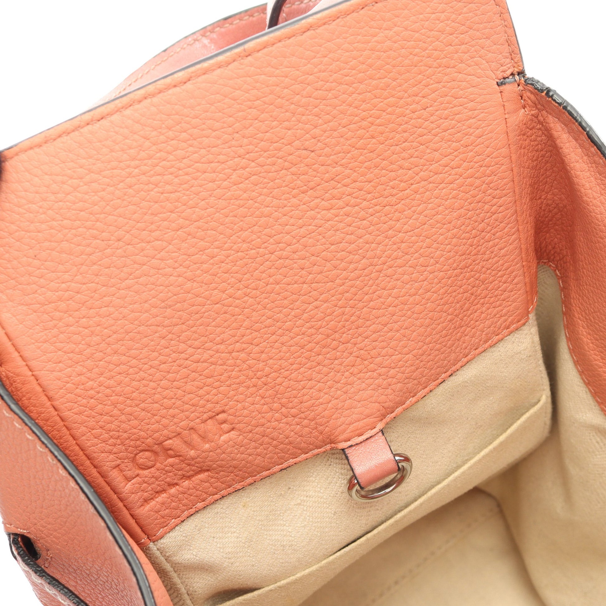 ハンモック ドローストリングバッグ ミディアム 2WAY ハンドバッグ レザー コーラルオレンジ ロエベ バッグ LOEWE