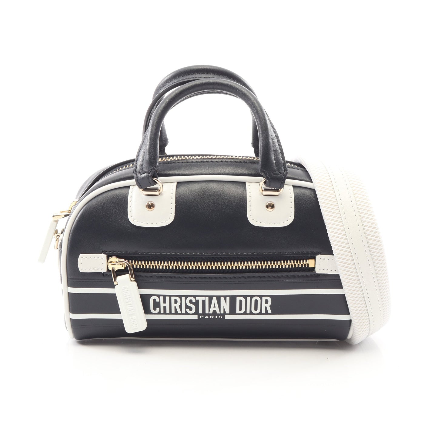 VIBE ヴァイブ ミニ ボウリングバッグ 2WAY ハンドバッグ レザー ブラック ホワイト クリスチャンディオール バッグ Christian Dior