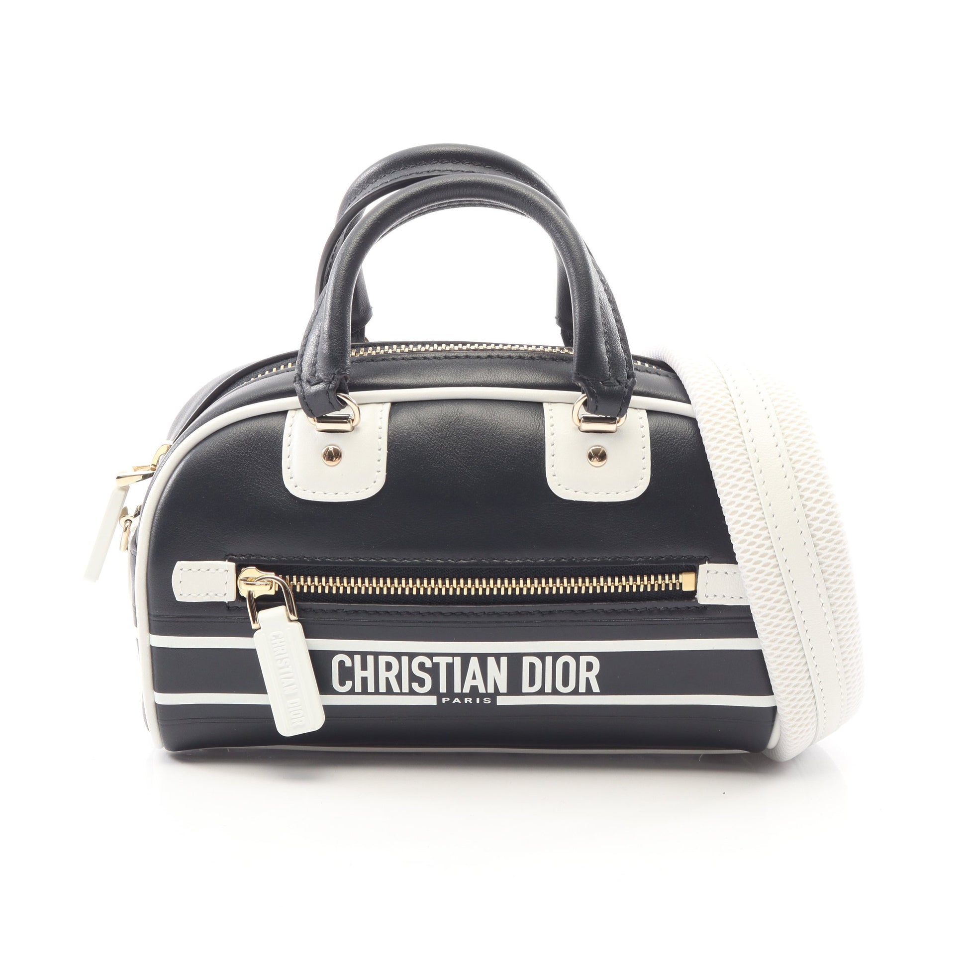 VIBE ヴァイブ ミニ ボウリングバッグ 2WAY ハンドバッグ レザー ブラック ホワイト クリスチャンディオール バッグ Christian Dior