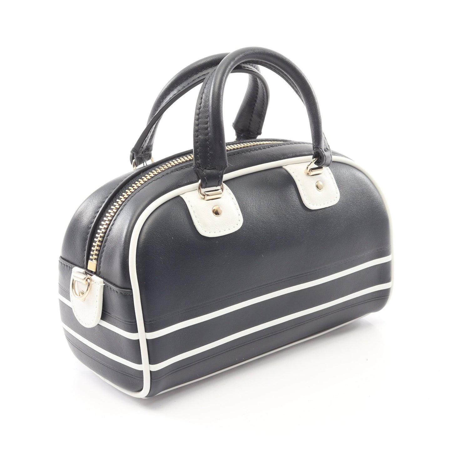 VIBE ヴァイブ ミニ ボウリングバッグ 2WAY ハンドバッグ レザー ブラック ホワイト クリスチャンディオール バッグ Christian Dior