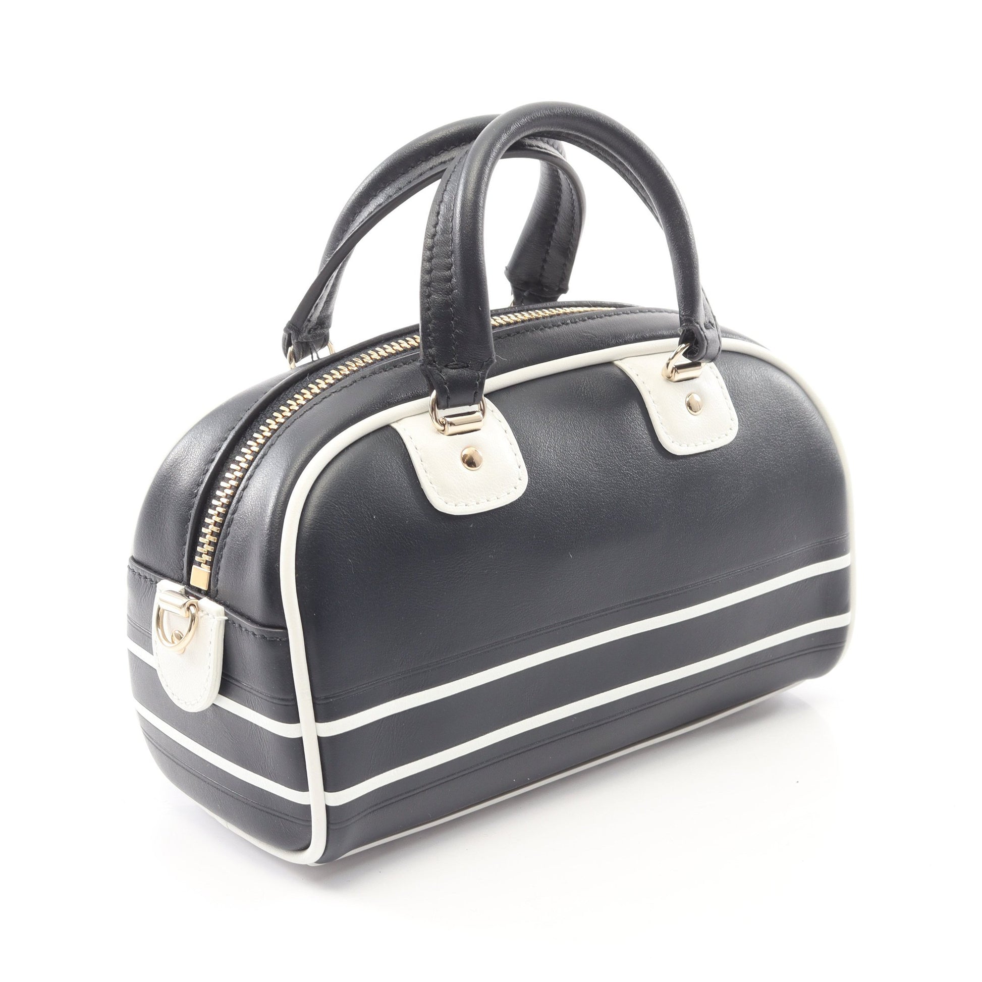 VIBE ヴァイブ ミニ ボウリングバッグ 2WAY ハンドバッグ レザー ブラック ホワイト クリスチャンディオール バッグ Christian Dior
