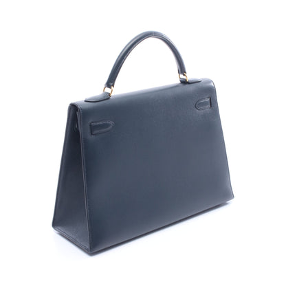 ケリー32 ブルーインディゴ 外縫い 2WAY ハンドバッグ クシュベル ネイビー ゴールド金具 ○Y刻印 エルメス バッグ HERMES