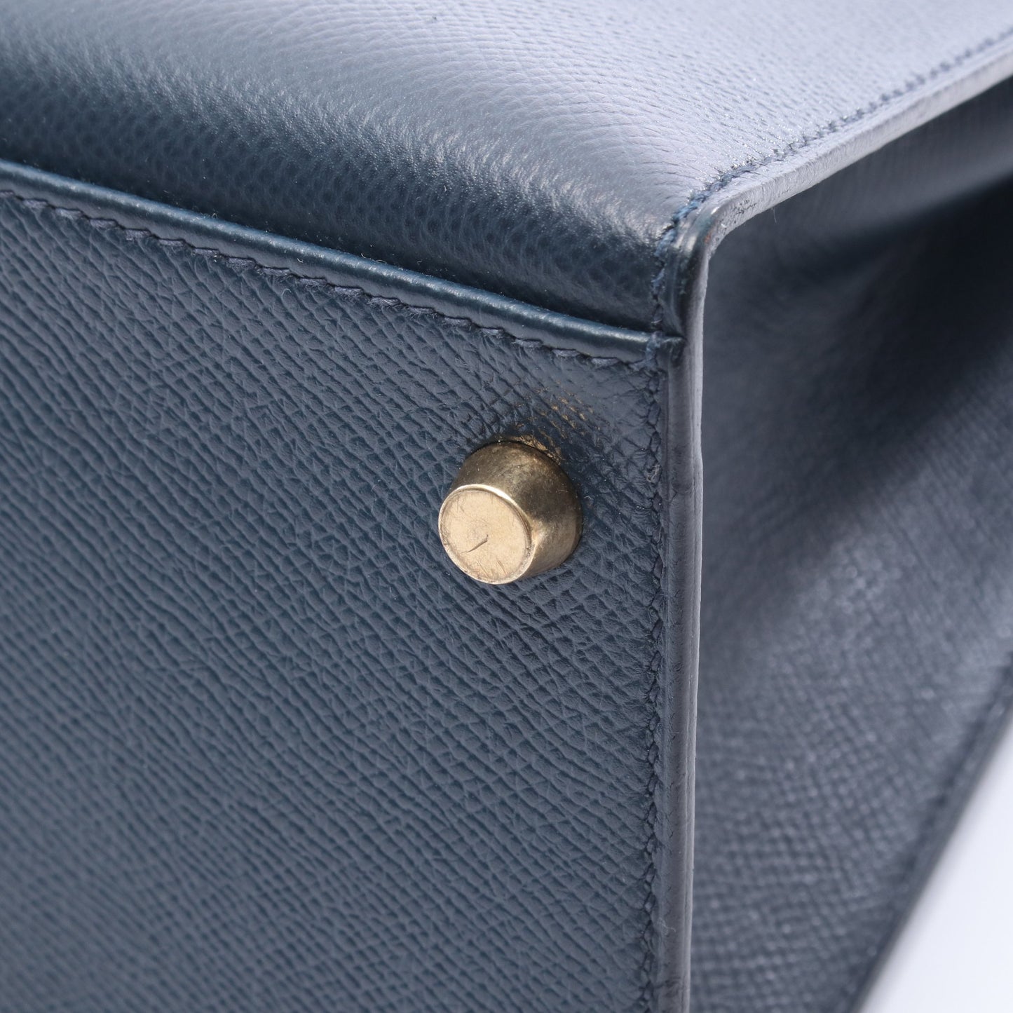 ケリー32 ブルーインディゴ 外縫い 2WAY ハンドバッグ クシュベル ネイビー ゴールド金具 ○Y刻印 エルメス バッグ HERMES