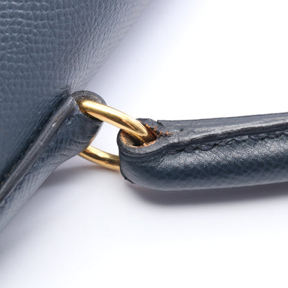 ケリー32 ブルーインディゴ 外縫い 2WAY ハンドバッグ クシュベル ネイビー ゴールド金具 ○Y刻印 エルメス バッグ HERMES