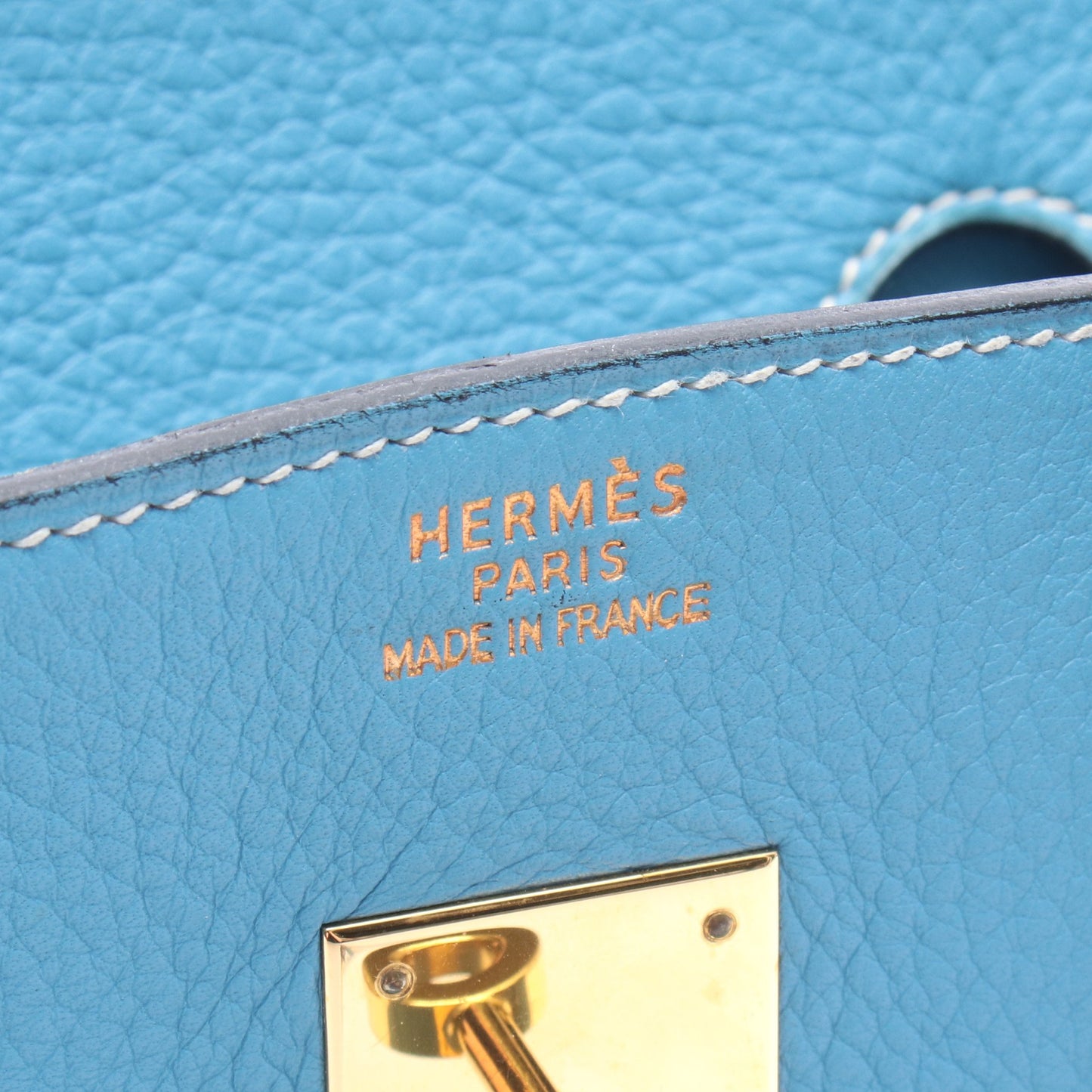 バーキン35 ブルージーン ハンドバッグ トリヨンクレマンス ブルー ゴールド金具 □B刻印 エルメス バッグ HERMES