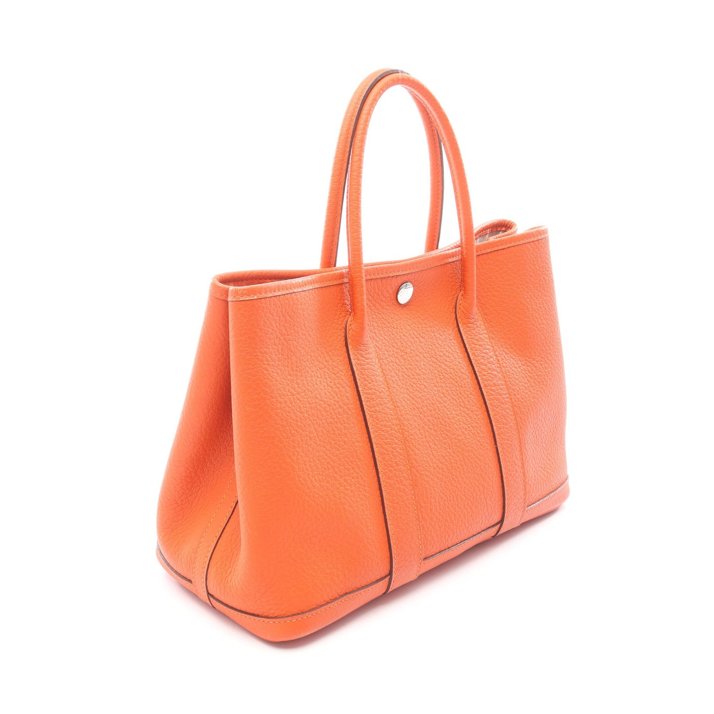 ガーデンパーティTPM カプシーヌ ハンドバッグ トートバッグ ヴァッシュカントリー オレンジ シルバー金具 □R刻印 エルメス バッグ HERMES