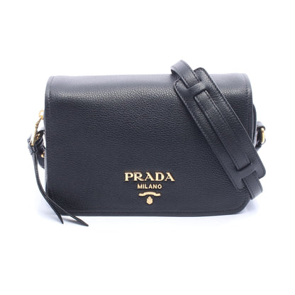 VITELLO PHENIX ショルダーバッグ レザー ブラック プラダ バッグ PRADA
