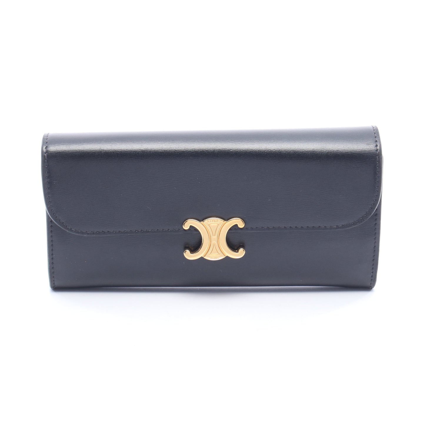 ラージウォレット トリオンフ 二つ折り長財布 レザー ブラック セリーヌ 財布・小物 CELINE