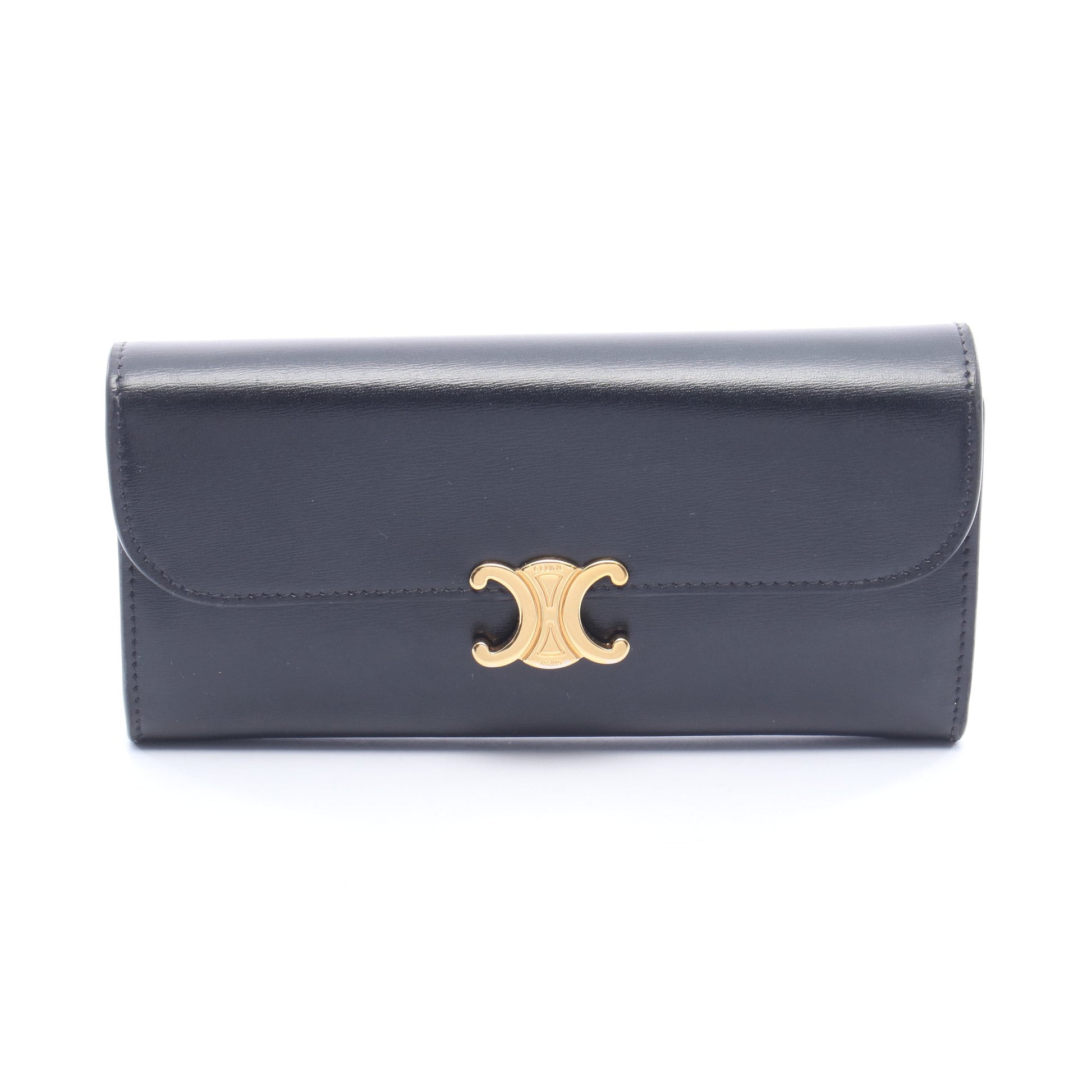 ラージウォレット トリオンフ 二つ折り長財布 レザー ブラック セリーヌ 財布・小物 CELINE