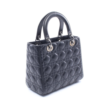 LADY DIOR レディディオール カナージュ 2WAY ハンドバッグ レザー ブラック クリスチャンディオール バッグ Christian Dior
