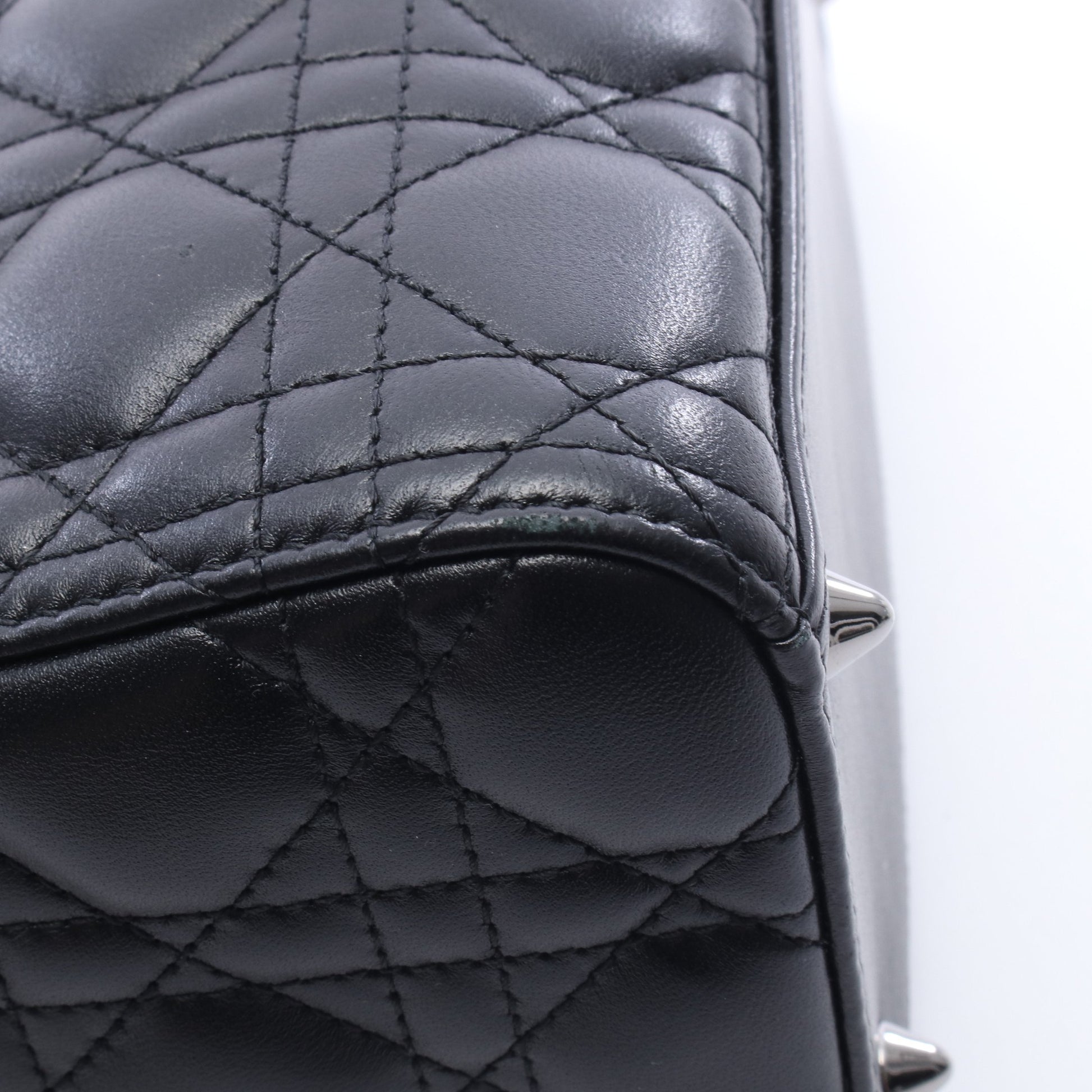 LADY DIOR レディディオール カナージュ 2WAY ハンドバッグ レザー ブラック クリスチャンディオール バッグ Christian Dior