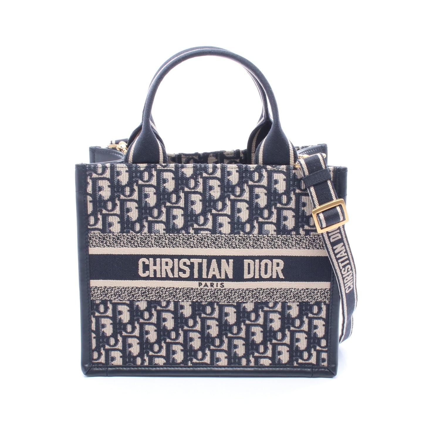 BOOK TOTE ブックトート スモール オブリーク 2WAY ハンドバッグ トートバッグ キャンバス レザー ネイビー ベージュ クリスチャンディオール バッグ Christian Dior