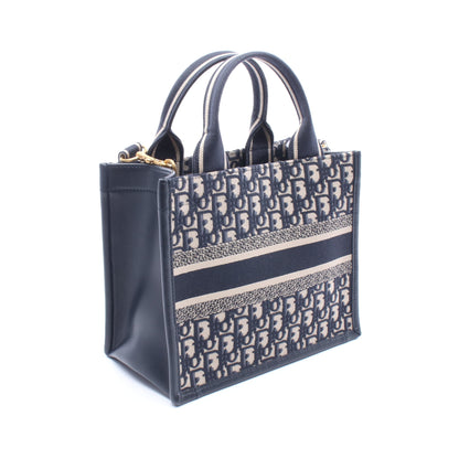 BOOK TOTE ブックトート スモール オブリーク 2WAY ハンドバッグ トートバッグ キャンバス レザー ネイビー ベージュ クリスチャンディオール バッグ Christian Dior