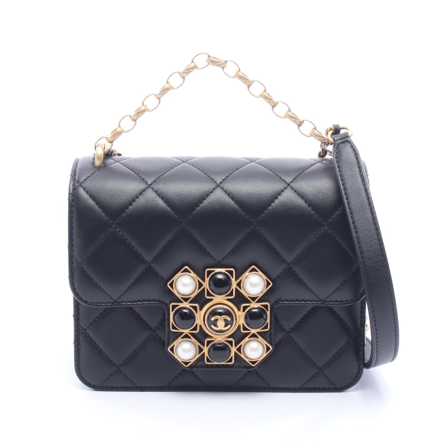 マトラッセ チェーンショルダーバッグ レザー ブラック ゴールド金具 シャネル バッグ CHANEL