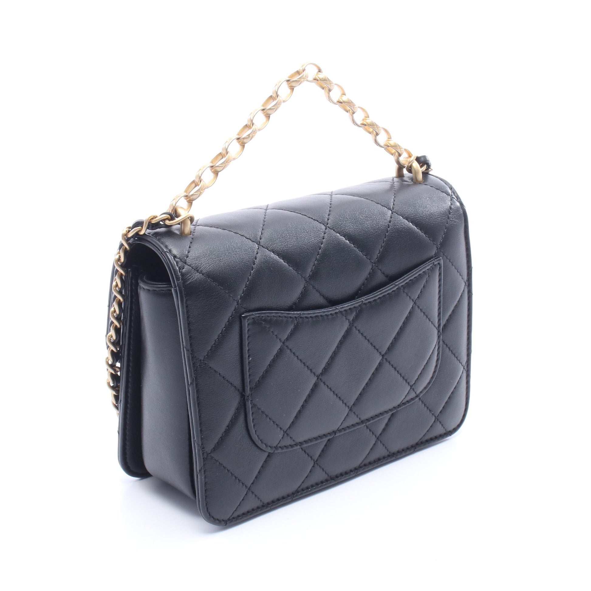 マトラッセ チェーンショルダーバッグ レザー ブラック ゴールド金具 シャネル バッグ CHANEL