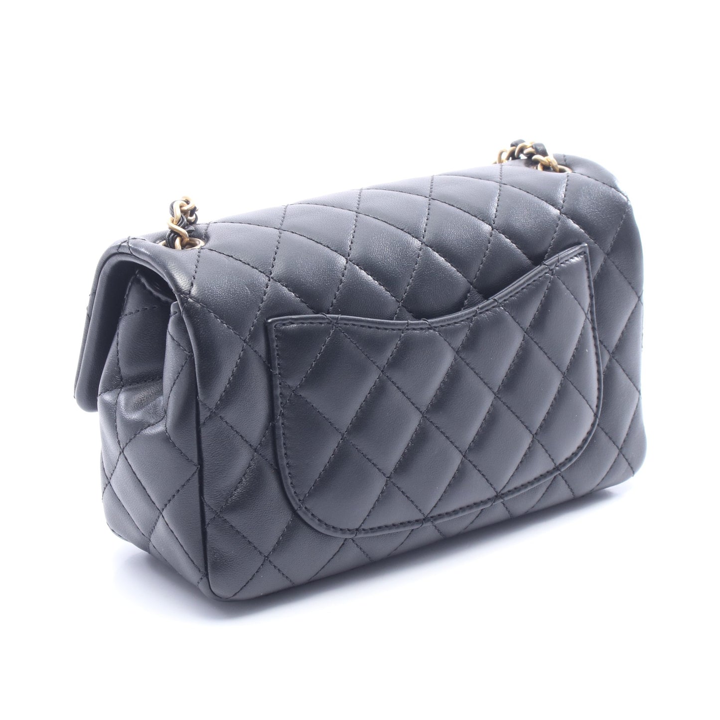 ミニマトラッセ フリル チェーンショルダーバッグ ラムスキン ブラック ゴールド金具 シャネル バッグ CHANEL