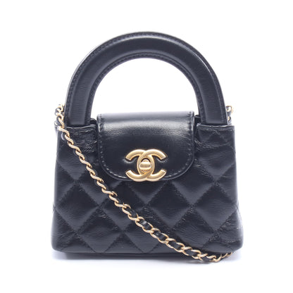 マトラッセ チェーンショルダーバッグ ラムスキン ブラック ゴールド金具 シャネル バッグ CHANEL