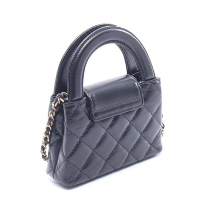 マトラッセ チェーンショルダーバッグ ラムスキン ブラック ゴールド金具 シャネル バッグ CHANEL