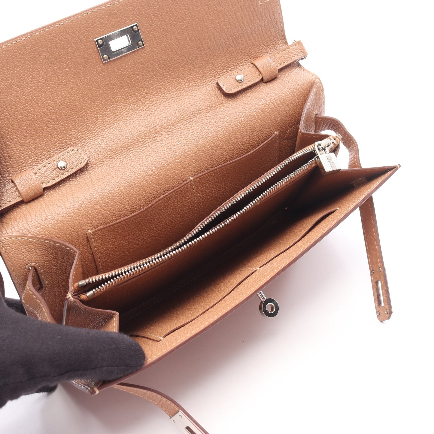 ケリートゥーゴー ショルダーウォレット シェーブル ピンクベージュ シルバー金具 Y刻印 エルメス バッグ HERMES
