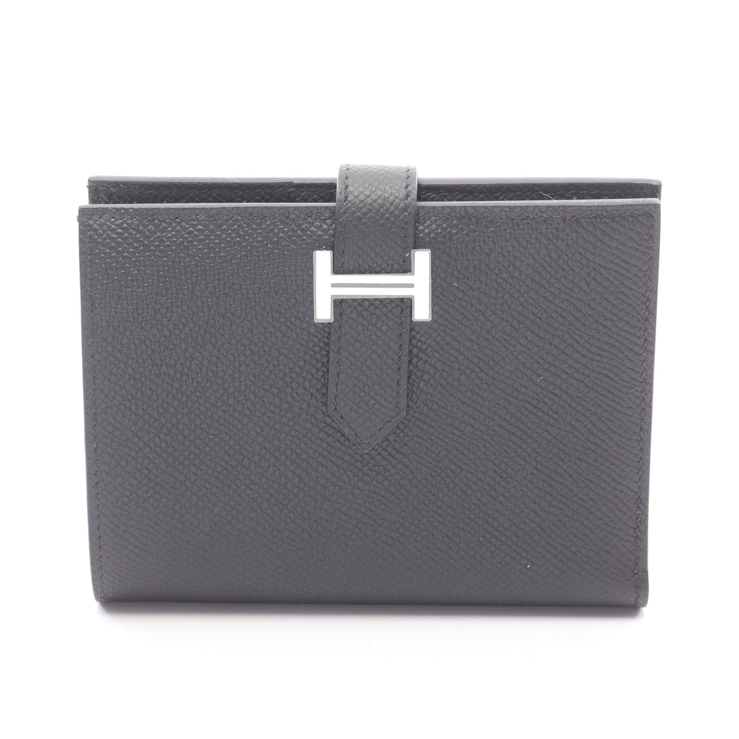 ベアンコンパクト 二つ折り財布 ヴォーエプソン ブラック シルバー金具 K刻印 エルメス 財布・小物 HERMES