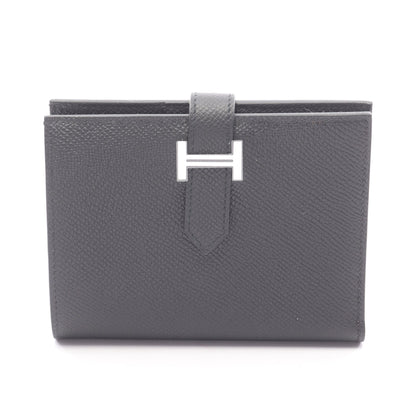 ベアンコンパクト 二つ折り財布 ヴォーエプソン ブラック シルバー金具 K刻印 エルメス 財布・小物 HERMES
