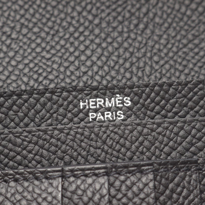 ベアンコンパクト 二つ折り財布 ヴォーエプソン ブラック シルバー金具 K刻印 エルメス 財布・小物 HERMES