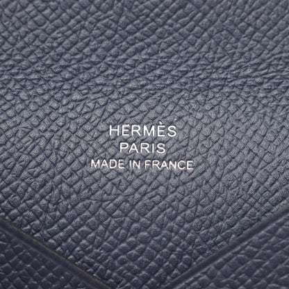 カルヴィ ブルーニュイ コインケース ヴォーエプソン ネイビー シルバー金具 W刻印 エルメス 財布・小物 HERMES