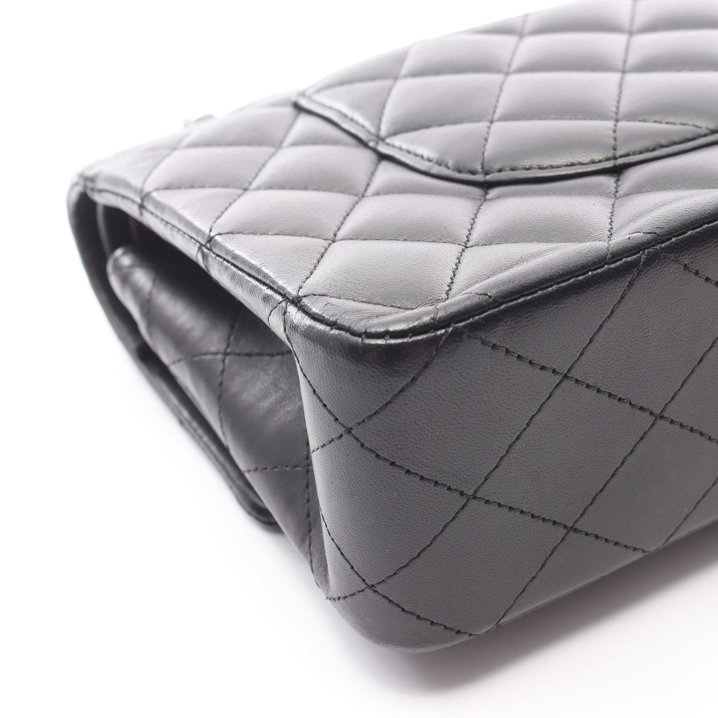 マトラッセ Wフラップ Wチェーンショルダーバッグ ラムスキン ブラック シルバー金具 シャネル バッグ CHANEL