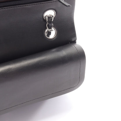 マトラッセ Wフラップ Wチェーンショルダーバッグ ラムスキン ブラック シルバー金具 シャネル バッグ CHANEL