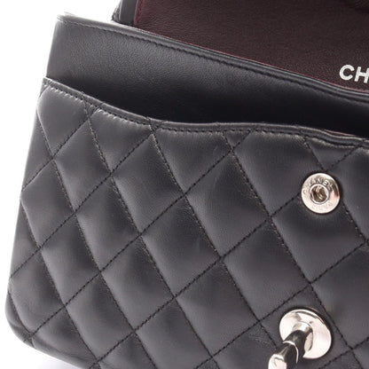 マトラッセ Wフラップ Wチェーンショルダーバッグ ラムスキン ブラック シルバー金具 シャネル バッグ CHANEL