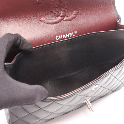 マトラッセ Wフラップ Wチェーンショルダーバッグ ラムスキン ブラック シルバー金具 シャネル バッグ CHANEL