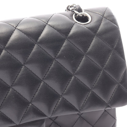 マトラッセ Wフラップ Wチェーンショルダーバッグ ラムスキン ブラック シルバー金具 シャネル バッグ CHANEL