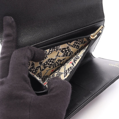 マトラッセ 三つ折り財布 キャビアスキン ブラック ゴールド金具 シャネル 財布・小物 CHANEL
