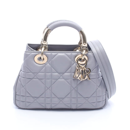 レディ 95.22 スモール カナージュ 2WAY ハンドバッグ レザー グレー クリスチャンディオール バッグ Christian Dior