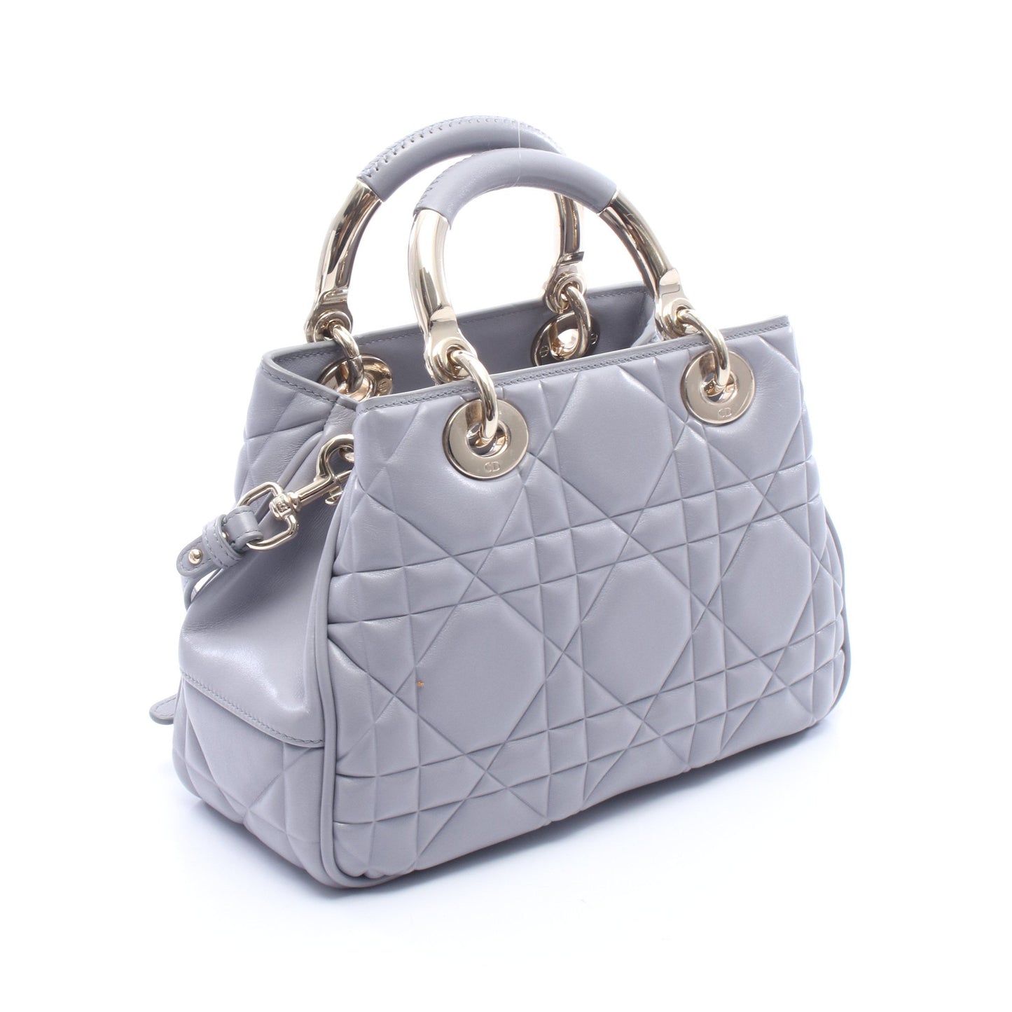 レディ 95.22 スモール カナージュ 2WAY ハンドバッグ レザー グレー クリスチャンディオール バッグ Christian Dior
