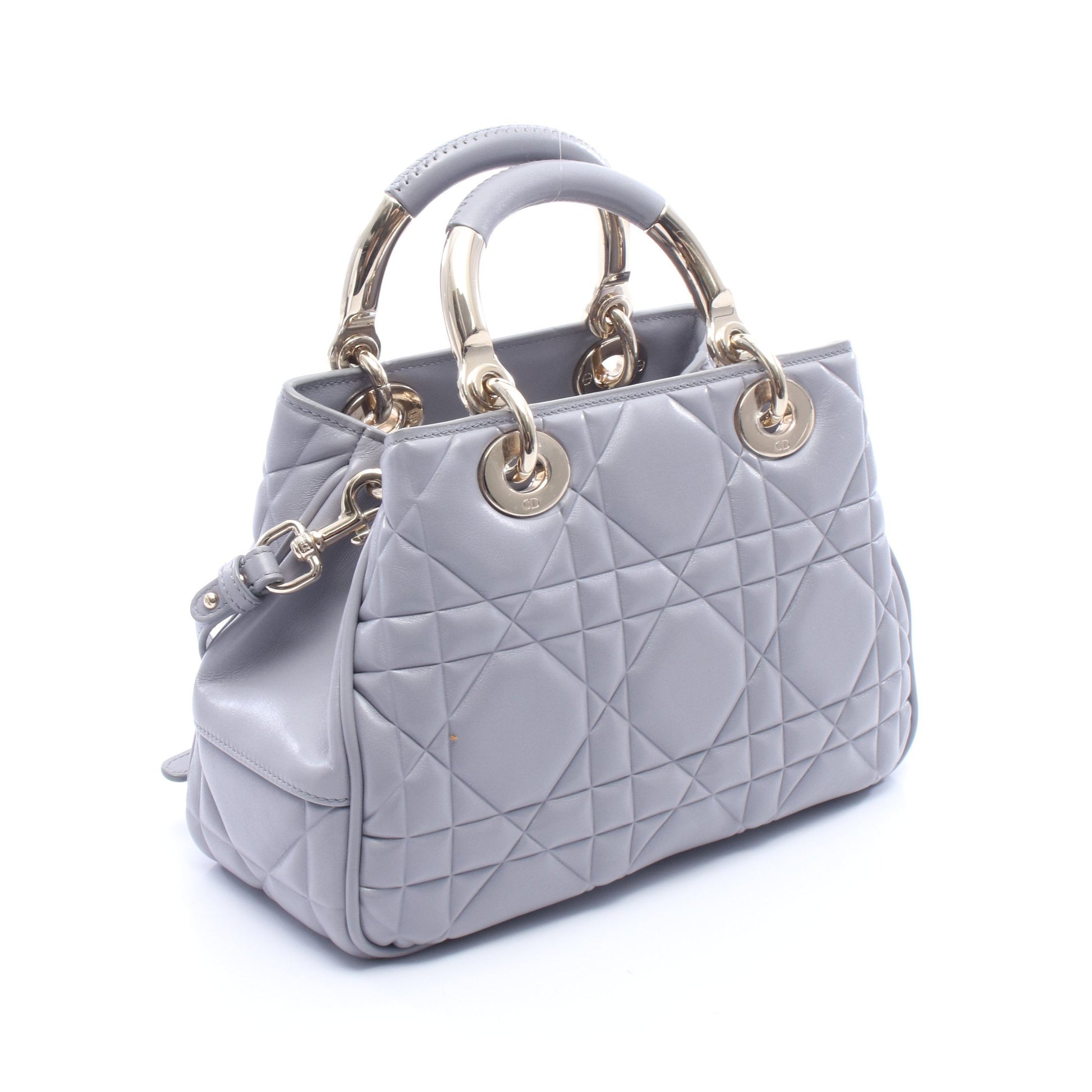 レディ 95.22 スモール カナージュ 2WAY ハンドバッグ レザー グレー クリスチャンディオール バッグ Christian Dior