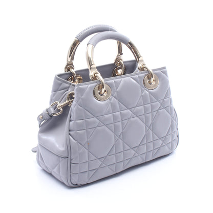 レディ 95.22 スモール カナージュ 2WAY ハンドバッグ レザー グレー クリスチャンディオール バッグ Christian Dior