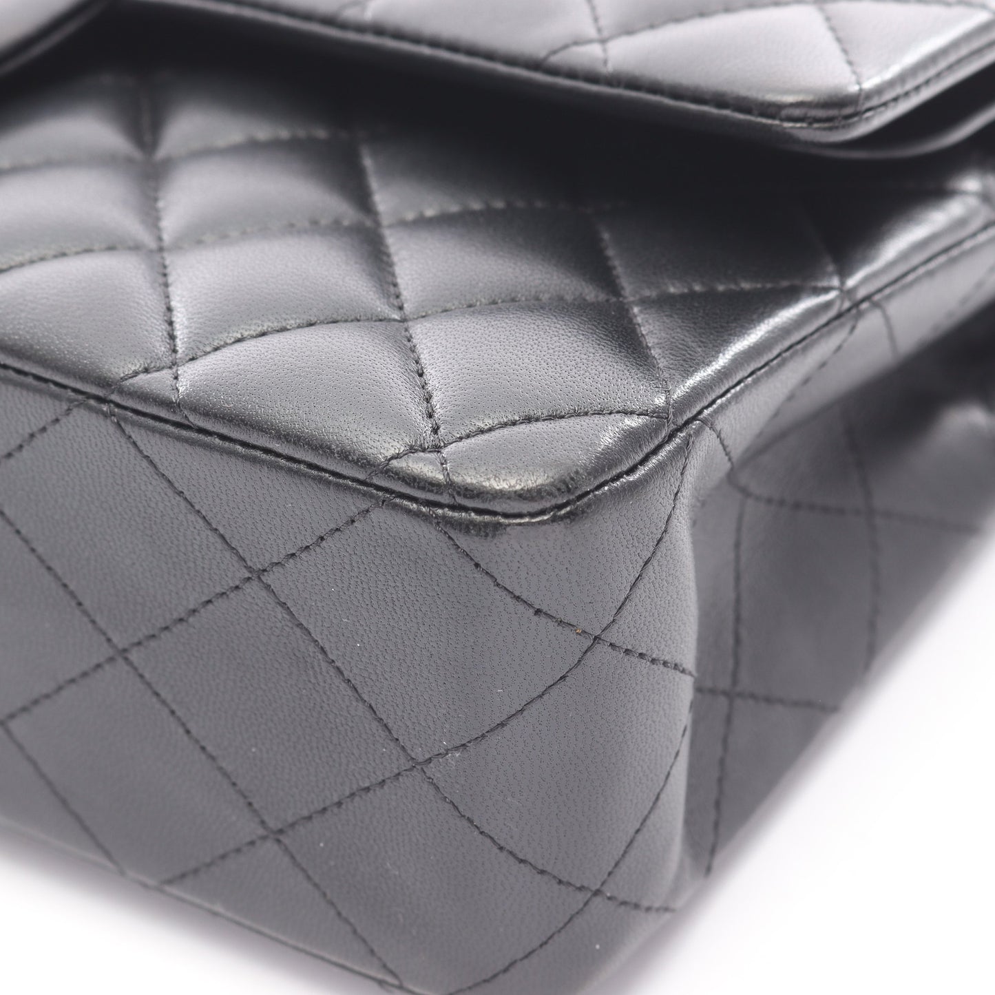 マトラッセ Wフラップ Wチェーンショルダーバッグ ラムスキン ブラック シルバー金具 シャネル バッグ CHANEL