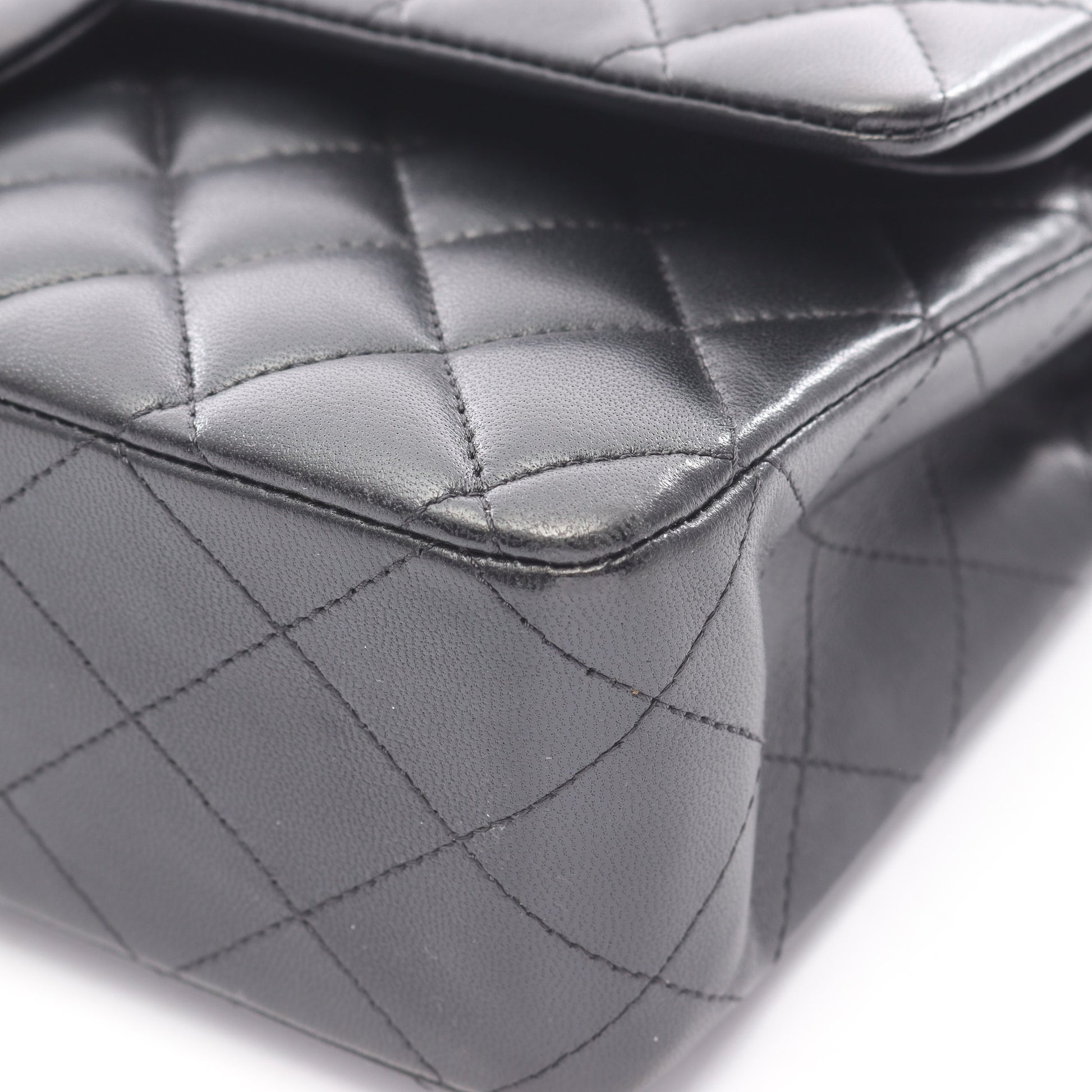 マトラッセ Wフラップ Wチェーンショルダーバッグ ラムスキン ブラック シルバー金具 シャネル バッグ CHANEL
