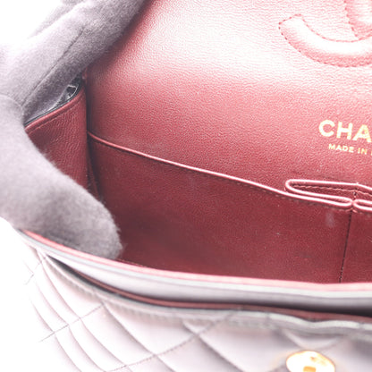 マトラッセ Wフラップ Wチェーンショルダーバッグ ラムスキン ブラック シルバー金具 シャネル バッグ CHANEL