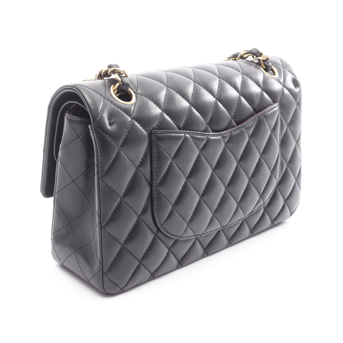 マトラッセ Wフラップ Wチェーンショルダーバッグ ラムスキン ブラック シルバー金具 シャネル バッグ CHANEL