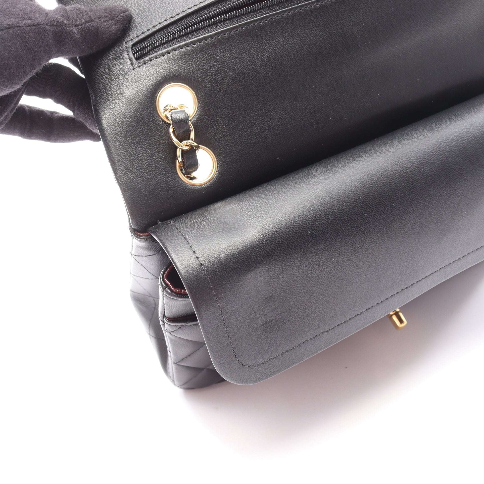 マトラッセ Wフラップ Wチェーンショルダーバッグ ラムスキン ブラック シルバー金具 シャネル バッグ CHANEL