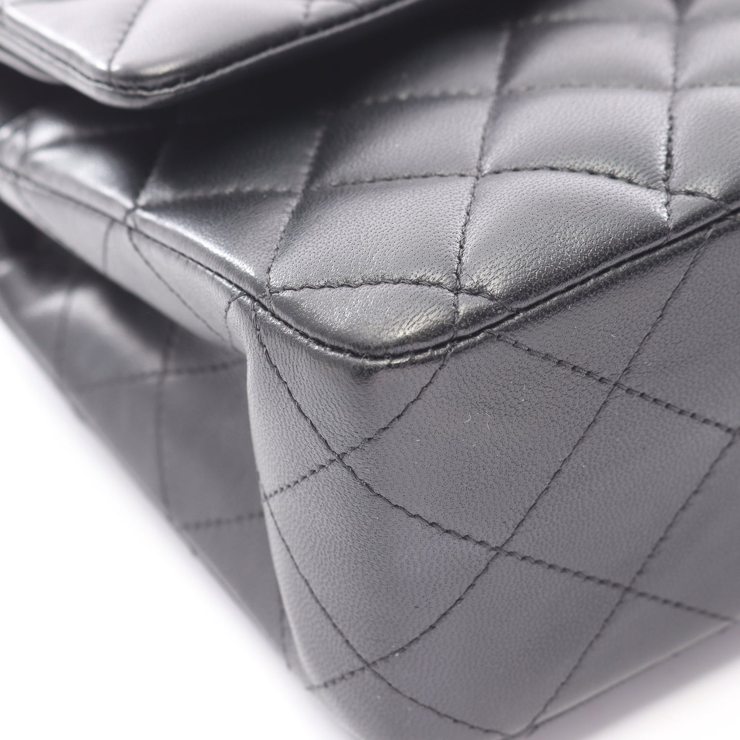 マトラッセ Wフラップ Wチェーンショルダーバッグ ラムスキン ブラック シルバー金具 シャネル バッグ CHANEL