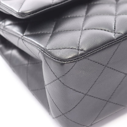 マトラッセ Wフラップ Wチェーンショルダーバッグ ラムスキン ブラック シルバー金具 シャネル バッグ CHANEL