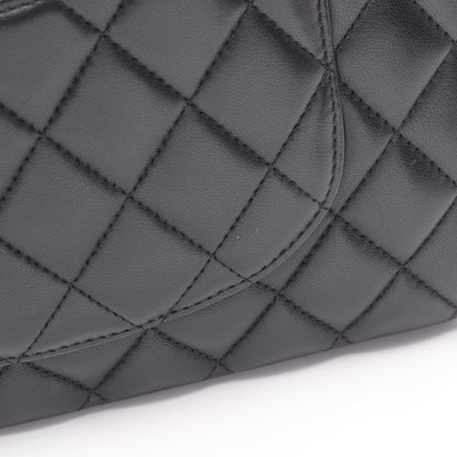 マトラッセ Wフラップ Wチェーンショルダーバッグ ラムスキン ブラック シルバー金具 シャネル バッグ CHANEL