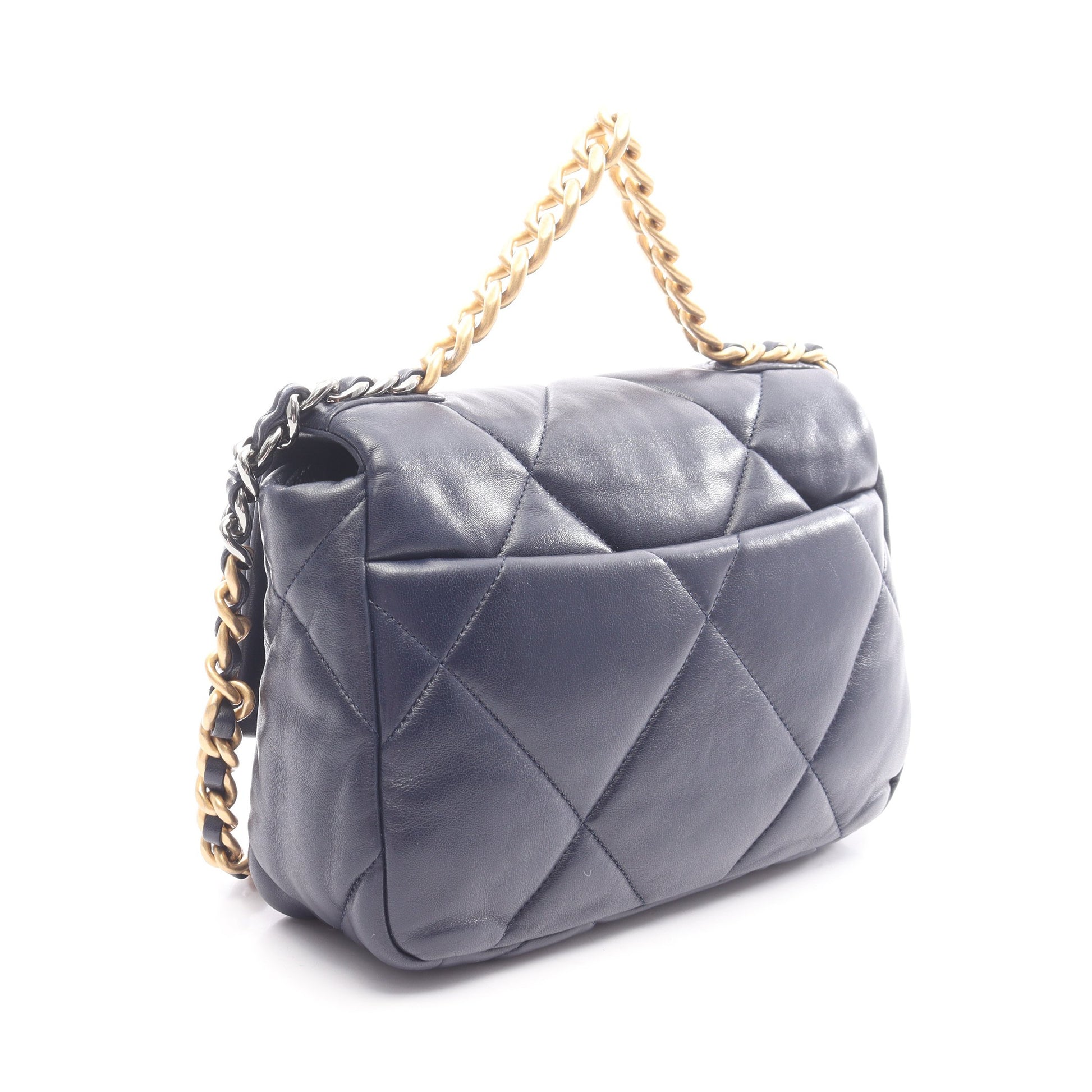 19 ディズヌフ マトラッセ コンビ金具 2WAY チェーンショルダーバッグ ラムスキン ネイビー シャネル バッグ CHANEL