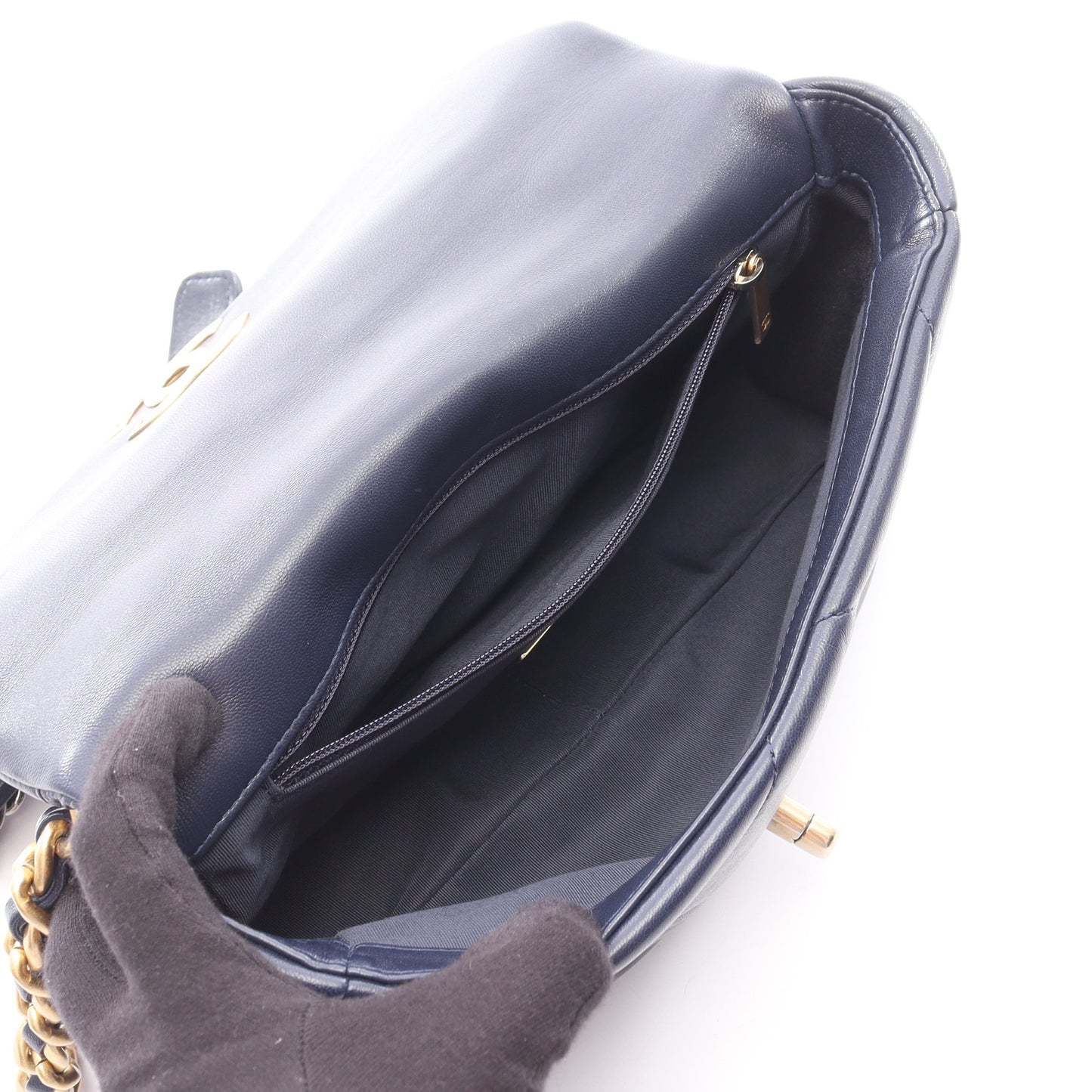 19 ディズヌフ マトラッセ コンビ金具 2WAY チェーンショルダーバッグ ラムスキン ネイビー シャネル バッグ CHANEL