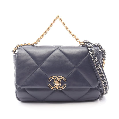 19 ディズヌフ マトラッセ コンビ金具 2WAY チェーンショルダーバッグ ラムスキン ネイビー シャネル バッグ CHANEL