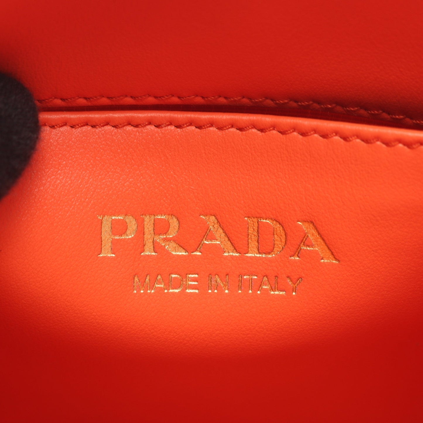TRIANGOLO JACQUARD シンボル エンブロイダリー ミニ 2WAY ハンドバッグ キャンバス サフィアーノレザー オレンジ ホワイト プラダ バッグ PRADA