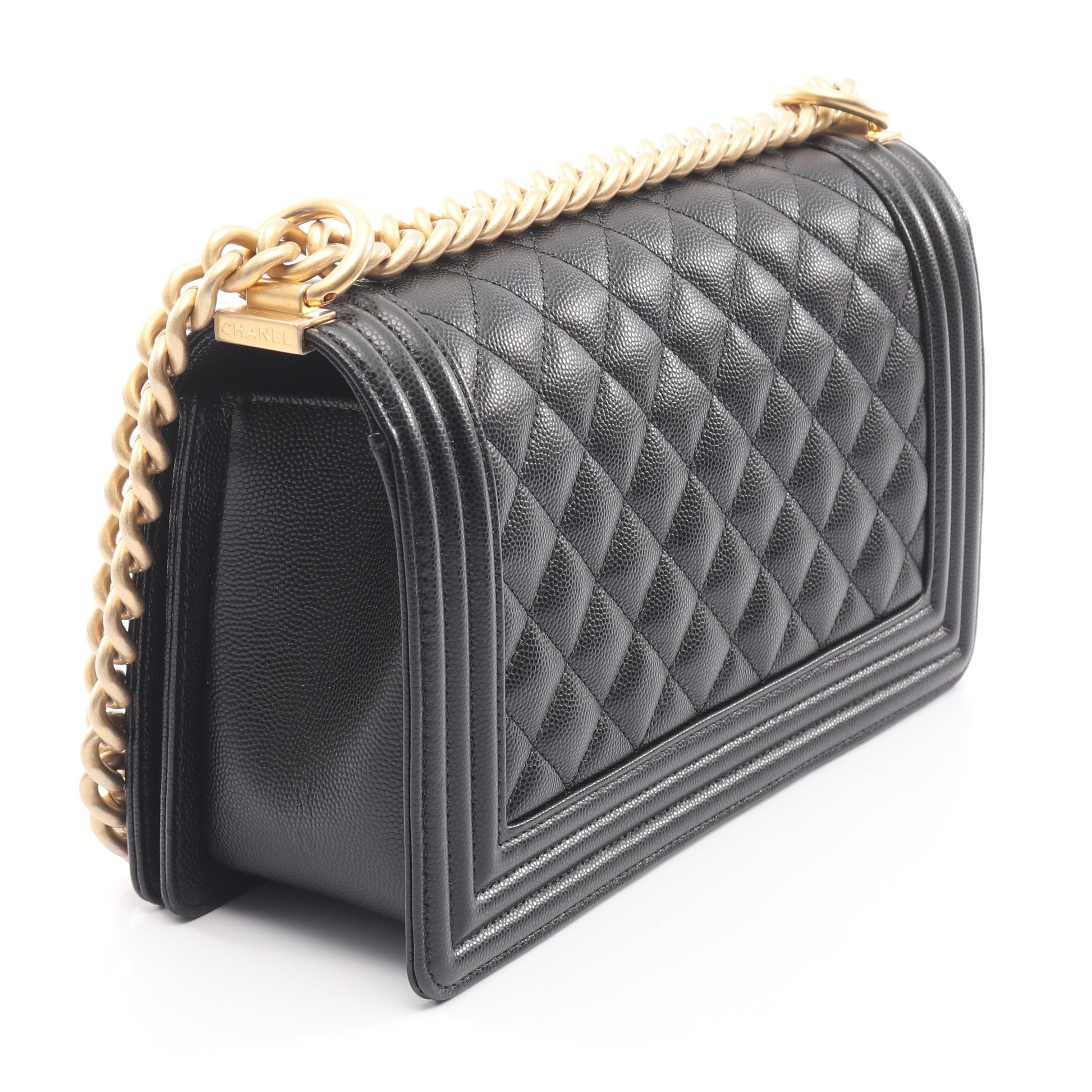 ボーイシャネル チェーンショルダーバッグ キャビアスキン ブラック ゴールド金具 シャネル バッグ CHANEL